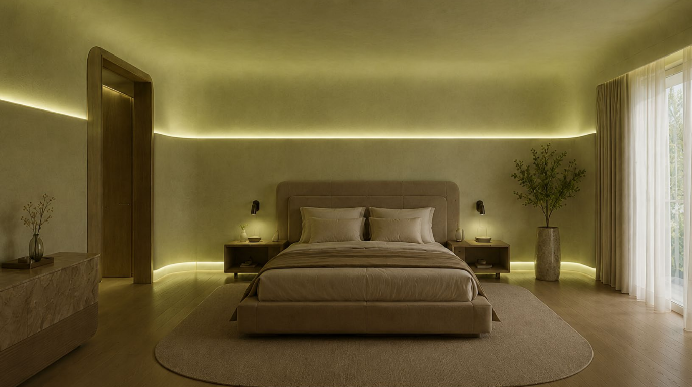 A guest suite in the Nouveau Vert state