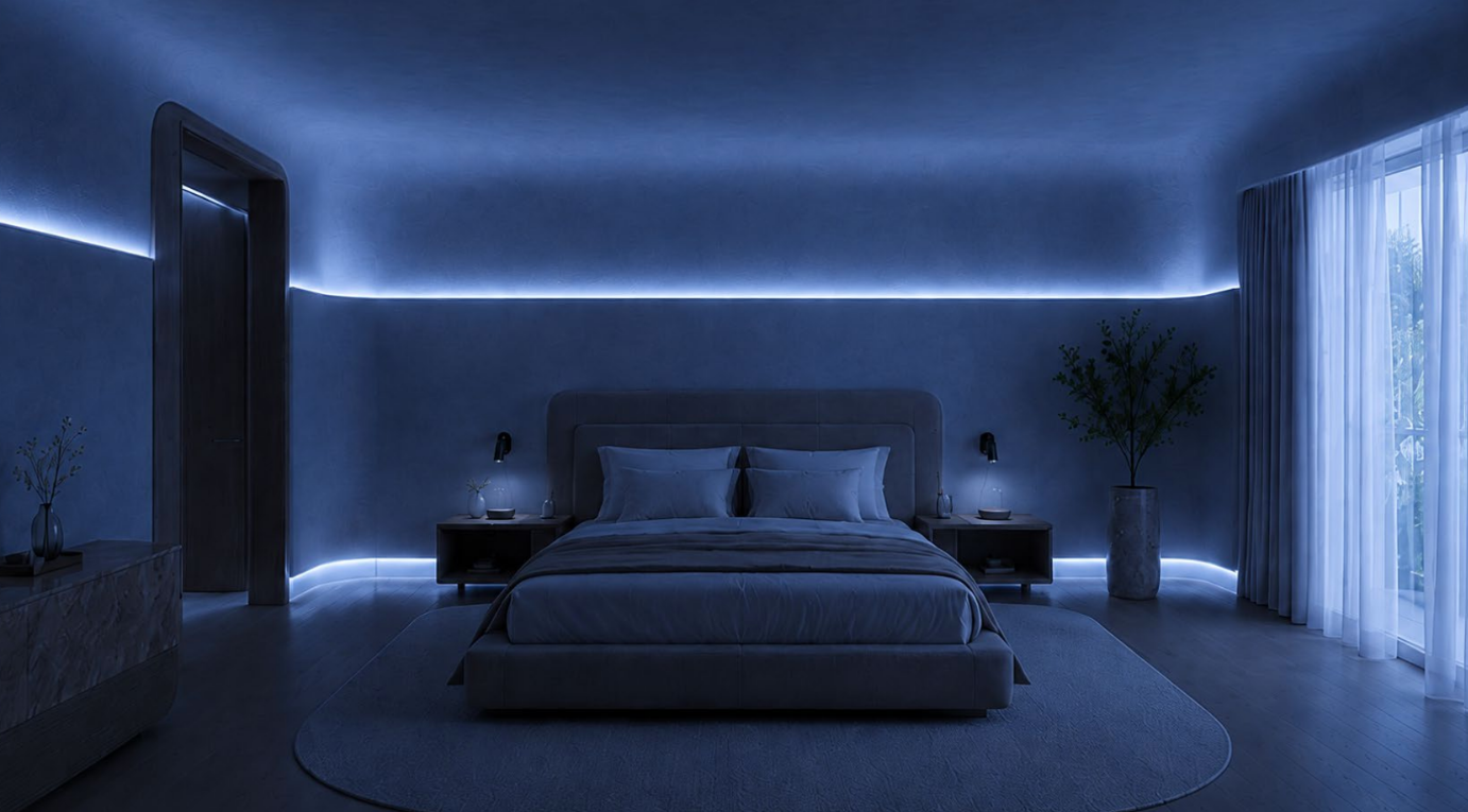 A guest suite in the Azure Waters state